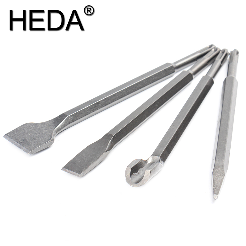 Rotary Hammer Chisel Bit Flat - 4 pçs/set cinzel com hastes sds