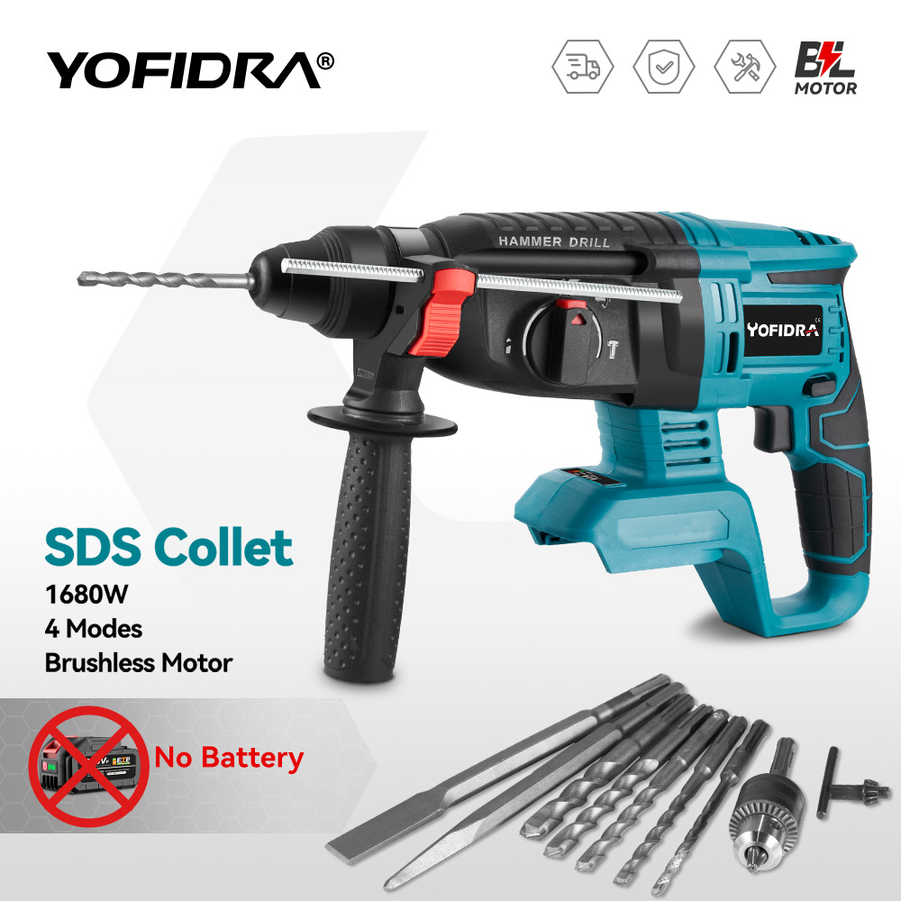 Rotary Hammer Drill 26Mm - Yofidra 26mm sem escova martelo elétrico