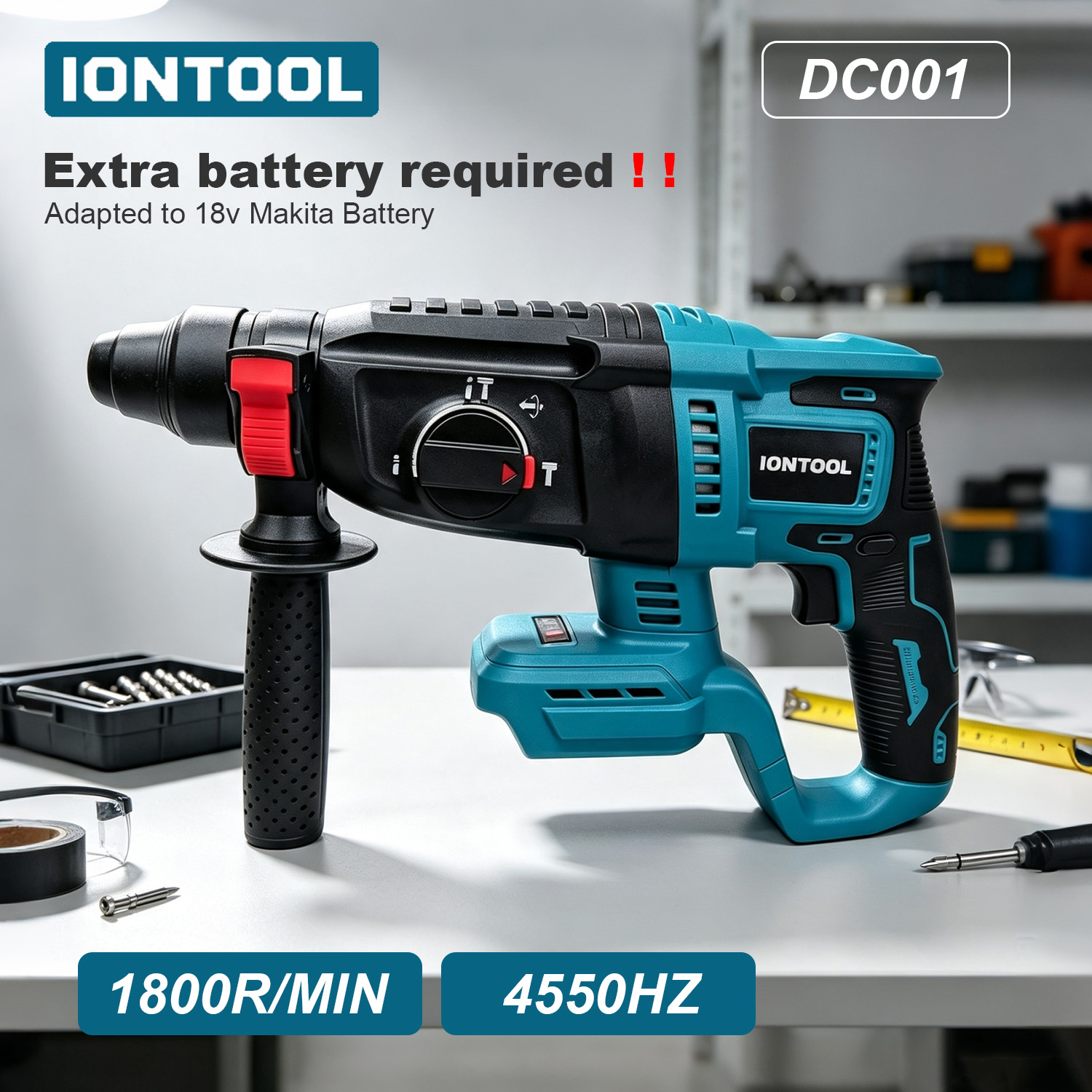 Rotary Hammer Drill 26Mm - IONTOOL 18V 26mm 4550BPM Martelo Rotativo