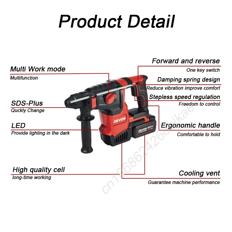 Martelo Rotativo Sem Fio Devon - Cordless Rotary Hammer 20V Brushless avaliação e preço