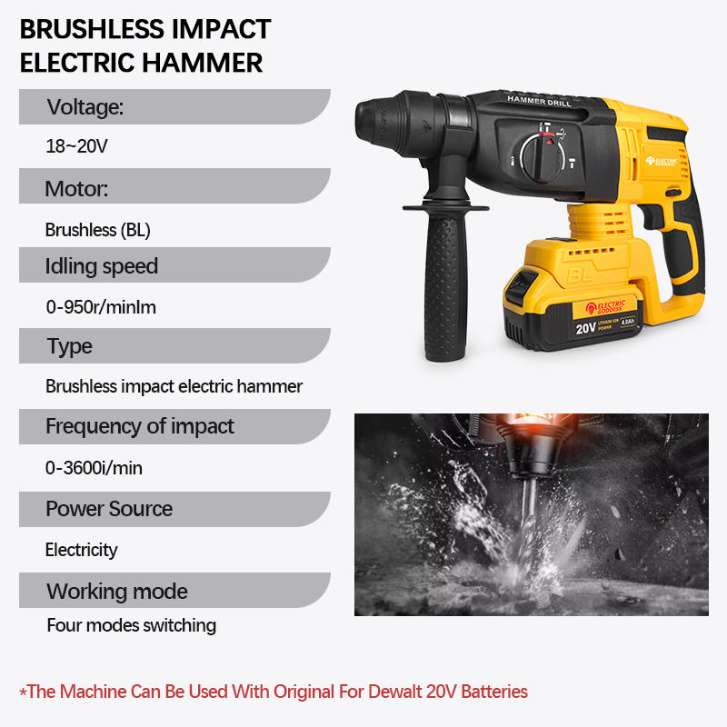 Furadeira de Impacto Elétrica  - Cordless Rotary Hammer 20V Brushless avaliação e preço