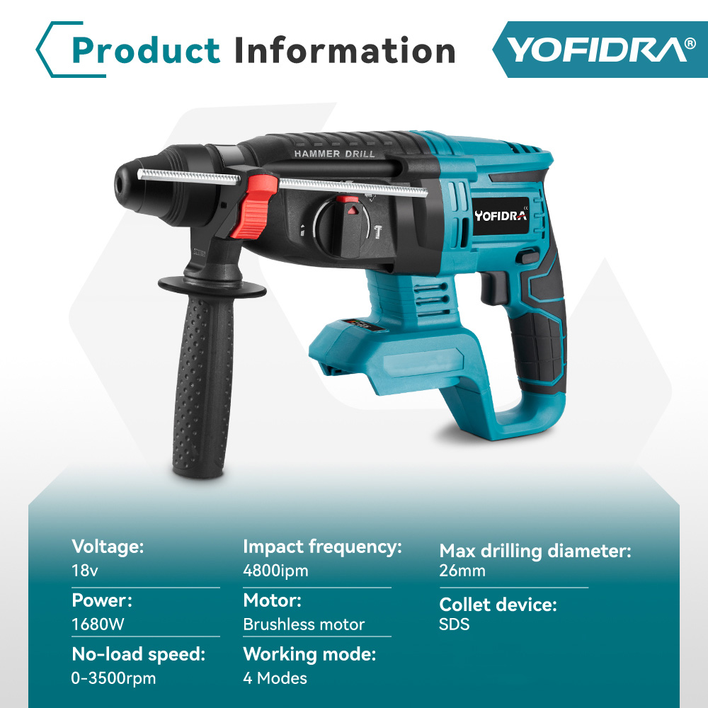 Yofidra 26mm sem escova martel - Rotary Hammer Drill 26Mm avaliação e preço