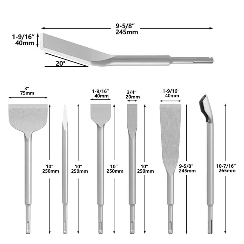 Conjunto de cinzel sds plus, 7 - Rotary Hammer Chisel Bit Flat avaliação e preço